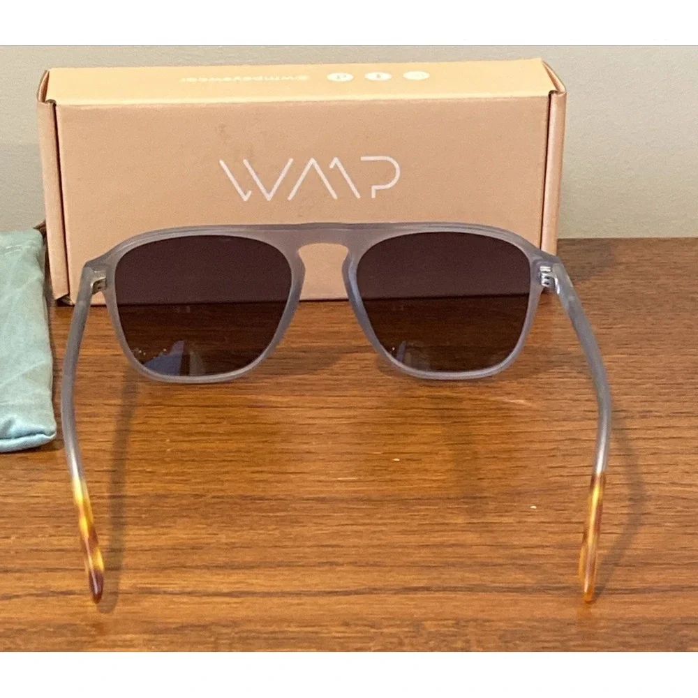 WMP Emerson Sunglasses Square Aviator Gray Frame Gradient Lenses W 54-19-145 LNC